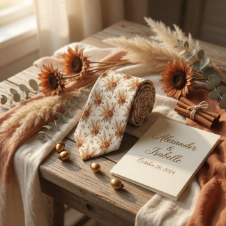 Cravate Boho Terracotta Rustic Botanical