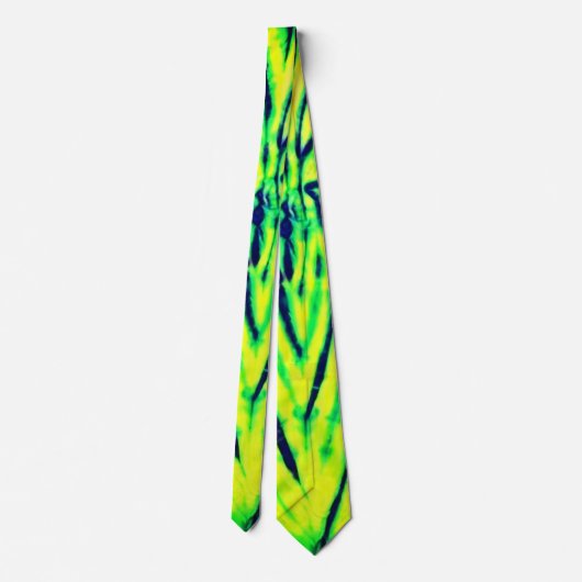 Cravate Boho Tie Dye Neon Vert Jaune Bleu Motif feuille (Dos)