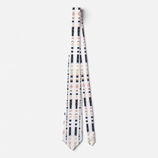 Cravate Boho Tribal Aztec Vertical Stripes Cream Rust Blue (Devant)