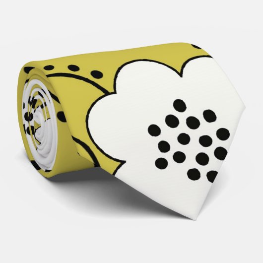 Cravate boho vert blanc shabby chic fleur damask (Roulé)