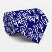 Cravate Bois blanc sur bleu foncé (Roulé)