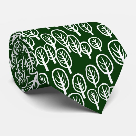 Cravate Bois blanc sur vert foncé (Roulé)