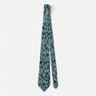 Cravate Bois blanc sur vert foncé Turquoise
