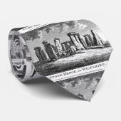 Cravate Bois de Stonehenge antique gravure circulaire de p (Roulé)