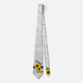 Cravate Bois gris Cobalt Bleu Tournesol Russe Mariage (Devant)