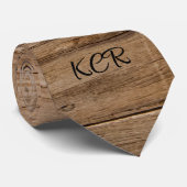 Cravate Bois Rustique Chêne Marron Initiales Modernes (Roulé)