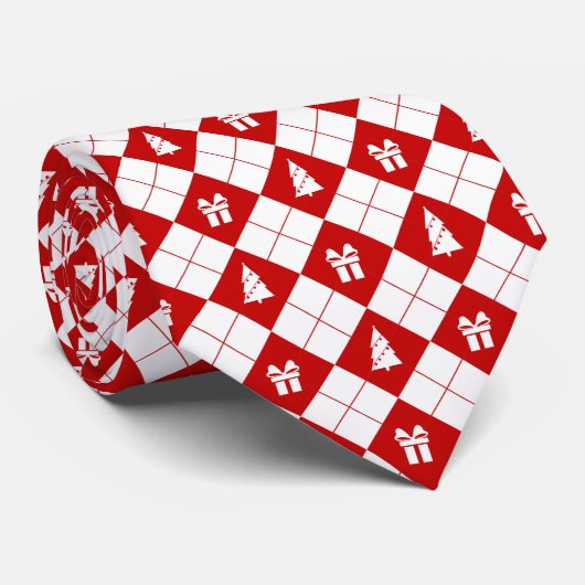 Cravate Boîtes cadeaux et Motif des arbres de Noël (Roulé)