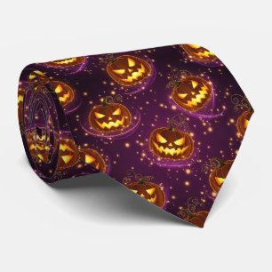 Cravate Bokeh Halloween   Citrouille Lumineuse (2)