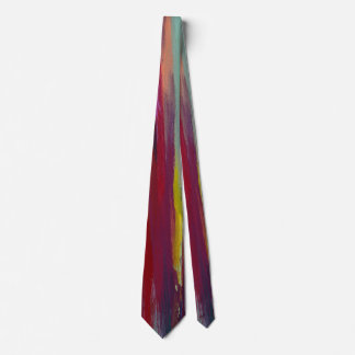 Cravate Bold Abstract Brushstroke Tie – Red, Yellow & Teal