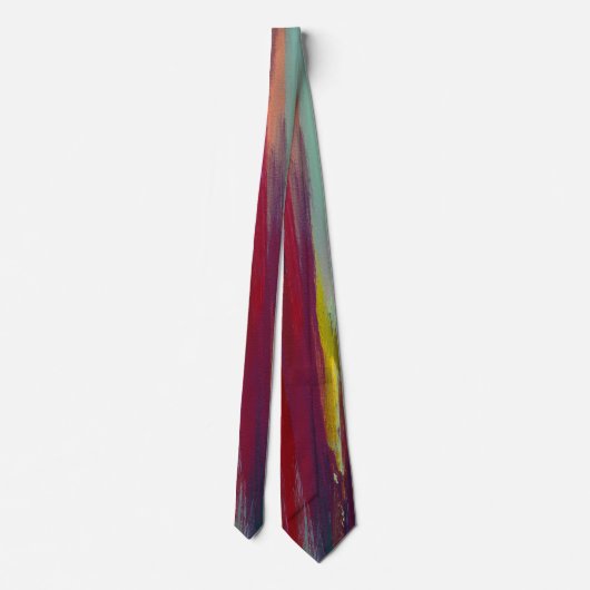 Cravate Bold Abstract Brushstroke Tie – Red, Yellow & Teal (Dos)