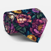 Cravate Bold Birthday Gifts For Husband Peonies Floral (Roulé)