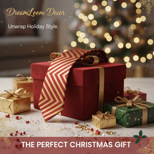 Cravate Bold Candy Cane Stripes Red & Gold Christmas Gift