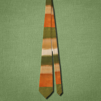 Cravate Bold horizontal artsy  stripes in  autumn mood 