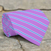 Cravate Bold Purple And Light Bule Stripes Luxury Wedding