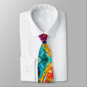 Cravate Bold Rainbow Fluid Art Pattern in Vivid Abstract C (Attaché)