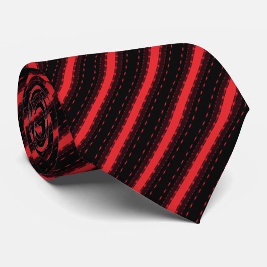 Cravate Bold Red & Black Stripe Pattern (Roulé)