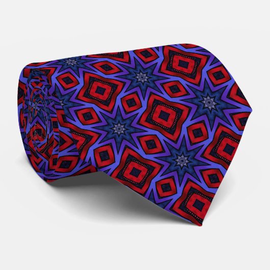 Cravate Bold Red with Blue Stars Neck Tie (Roulé)
