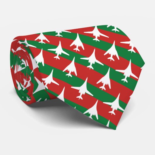 Cravate Bombe B-1 Bomber Motif Noël vert et rouge (Roulé)