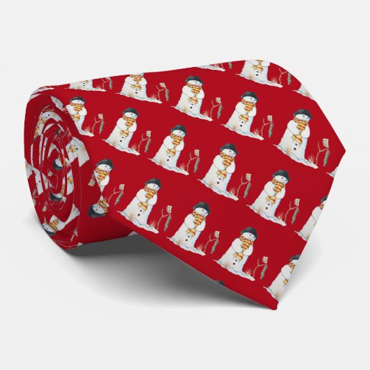 Cravate Bonhomme de neige mignon et Noël stockant la (Roulé)