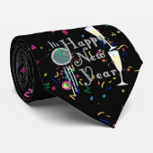 Cravate Bonne Année Avec Champagne & Confetti (Roulé)