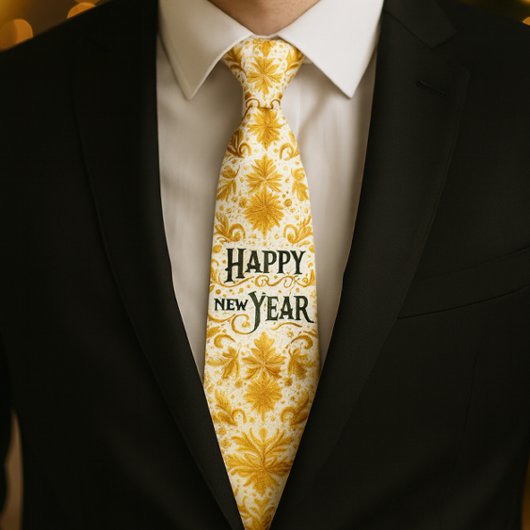 Cravate Bonne année en or