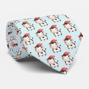 Cravate Bonne vache dans un Casquette rouge mignon