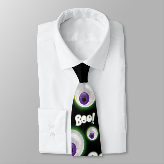 Cravate BOO Halloween violet flottant Eyeball - Oeil fantô (Attaché)