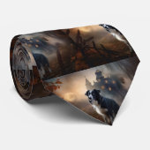 Cravate Border Collie Halloween Épouvantable  (Roulé)