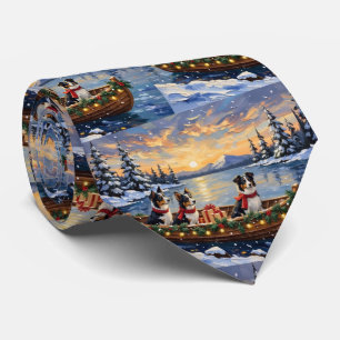 Cravate Border Collie Noël Bateau Fêtes
