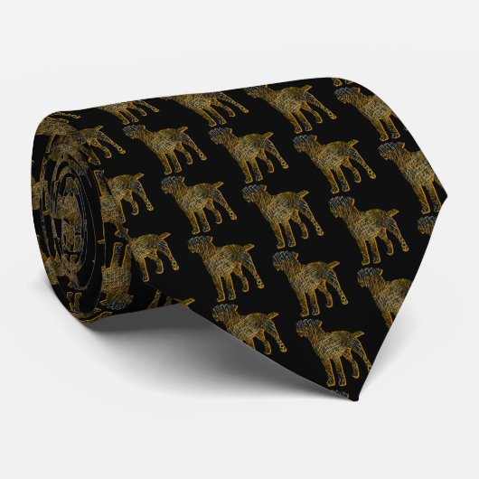 Cravate Bordure Chien Terrier Silhouette Halloween Noir Co (Roulé)
