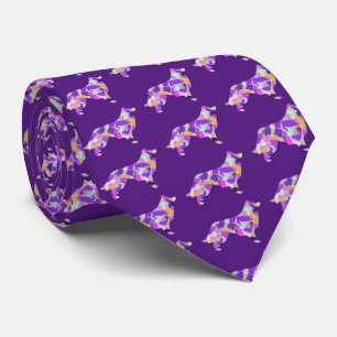 Cravate Bordure Collie Chien Silhouette Purple Dk Purple C