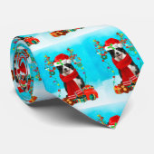 Cravate Bordure Collie dans la neige avec cadeaux de Noël (Roulé)
