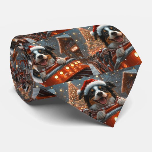 Cravate Bordure Collie Dog Roller Dessous de verre Noël (Roulé)