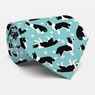 Cravate Bordure Collie et Empreinte de patte