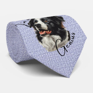 Cravate Bordure Collie - "Je suis un génie" Drôle Design