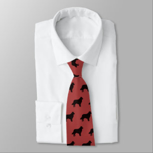 Cravate Bordure Collie Silhouettes Motif Noir et Rouge