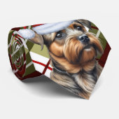 Cravate Bordure Terrier Rouge Vert Plat Noël (Roulé)