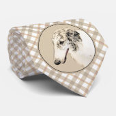 Cravate Borzoi (Argent Brindle) Peinture Chien Art origina (Roulé)