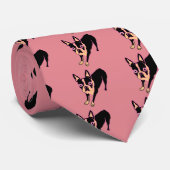 Cravate Boston Terrier (rose/noir) (Roulé)