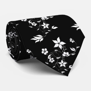 Cravate botanique blanche et noire pour hommes