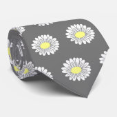 Cravate Botanique Daisy Pastel Fleur Grey (Roulé)