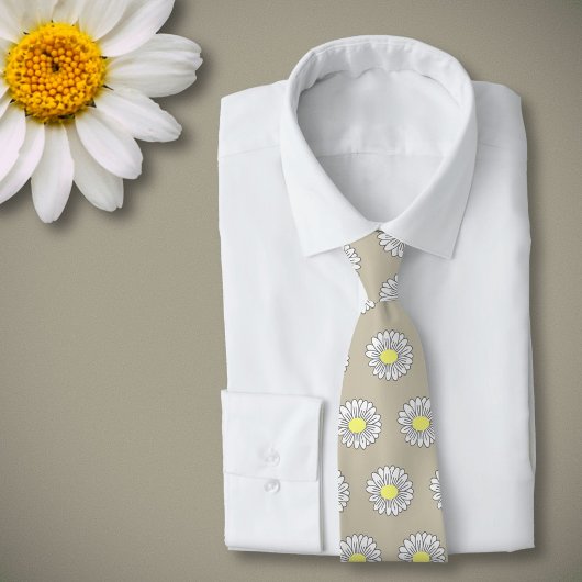 Cravate Botanique Daisy Pastel Flower Brown