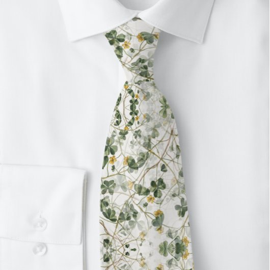 Cravate Botanique du Shamrock de trèfle d'or vert | CRAVAT