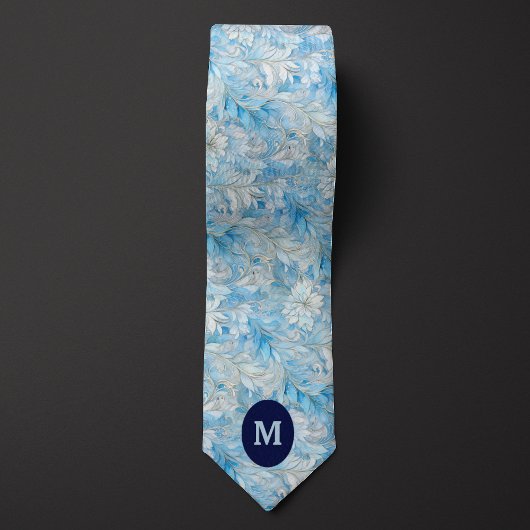 Cravate Botanique Hiver Bleu Glace