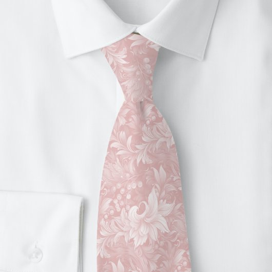 Cravate Botanique Orné Rose Champagne
