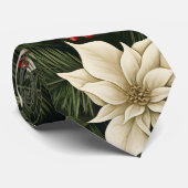 Cravate Botanique Poinsettia Motif de Noël (Roulé)