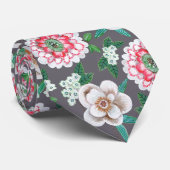 Cravate Botanique rose, gris, vert Floral (Roulé)