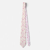 Cravate Botanique Rose White Forest Motif (Devant)
