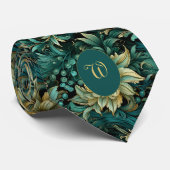 Cravate Botanique Vert-de-Gris et Or (Roulé)