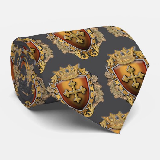Cravate Bouclier Couronne Biseautée (Roulé)